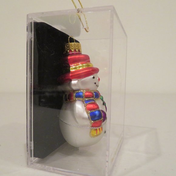 Christmas Glass Ornament Snowman Handcrafted by Unique Treasure Box Keepsake - Picture 5 of 6